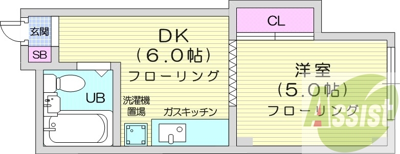 1DK、ネット無料、シューズボックス、モニター付き