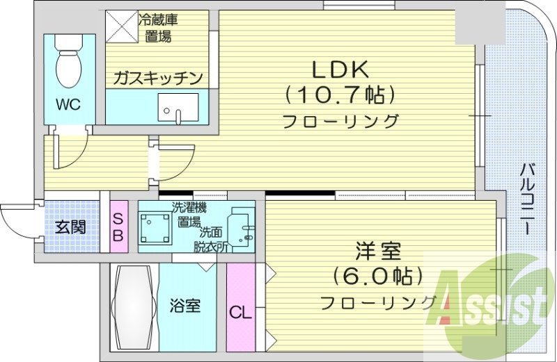 1LDK、エレベーター、オートロック、ロードヒーティング