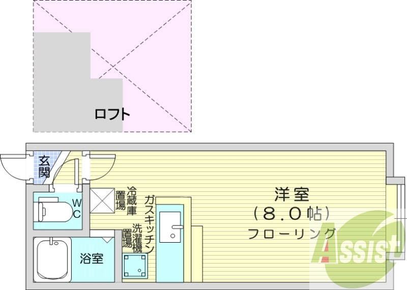 1R、モニター付きインターホン、バストイレ別、灯油暖房