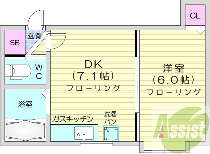1DK、エアコン、灯油暖房、独立洗面台、トランクルーム