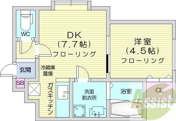 1DK、温水洗浄便座、灯油暖房、ネット使用料不要
