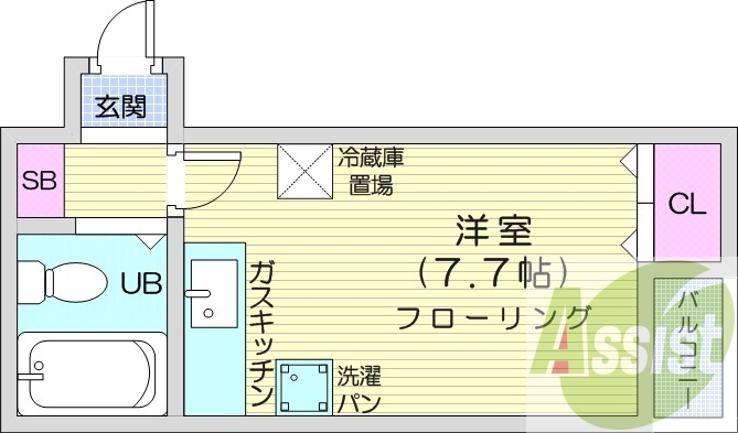 1R、灯油暖房、ネット無料、シューズボックス、最上階