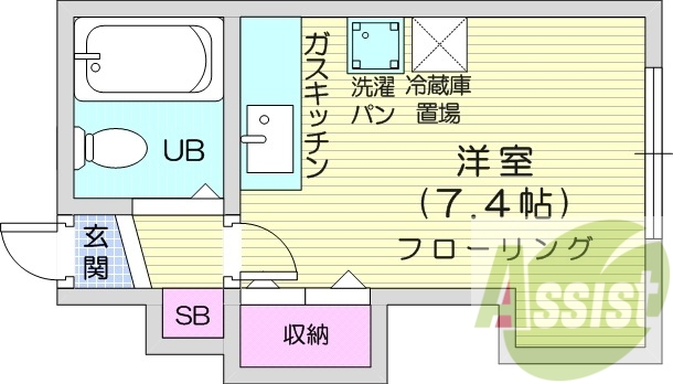 1R、灯油暖房、ネット無料、シューズボックス、最上階