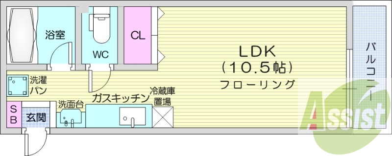 1K、暖房設備、収納、洗濯機置場、シャワートイレ