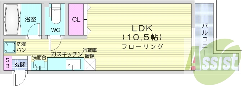 1K、暖房設備、収納、洗濯機置場、シャワートイレ