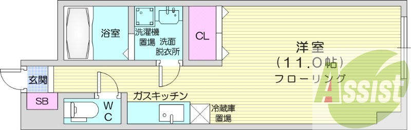 1R、エレベーター、ネット使用料不要、オートロック