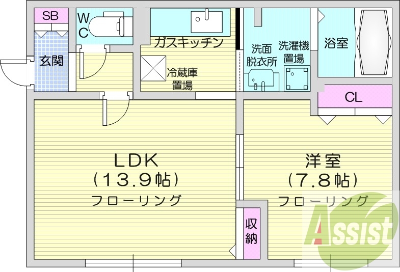 1LDK、灯油暖房、灯油ボイラー、ガスキッチン