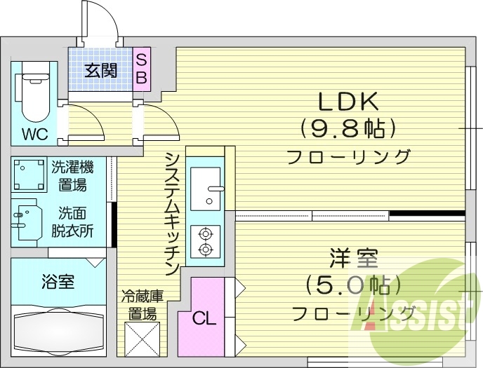 1LDK、オートロック、エコジョーズ、都市ガス