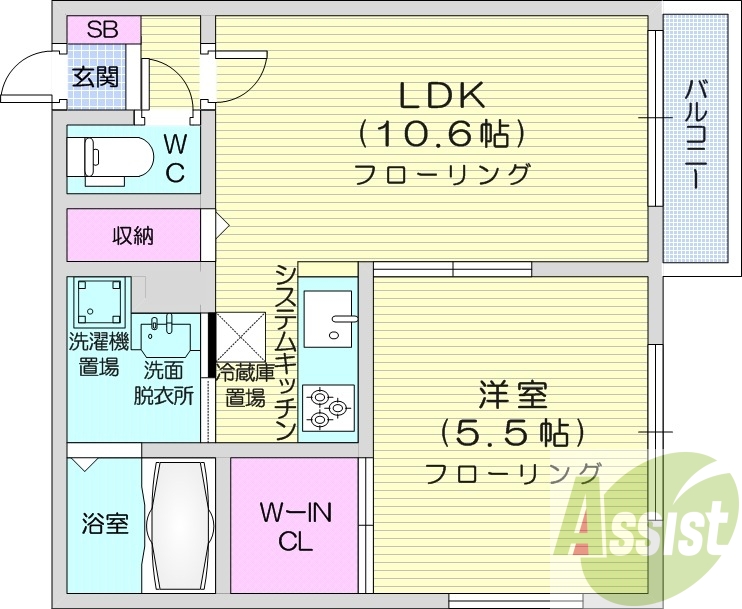 1LDK、灯油FF暖房、浴室乾燥機、オートロック