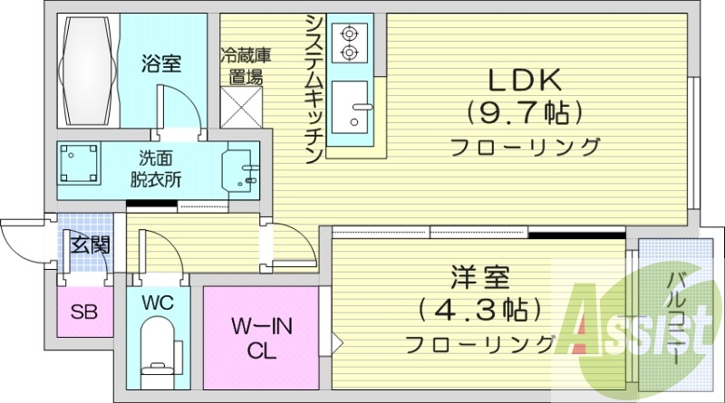 1LDK、エアコン、システムキッチン、灯油暖房