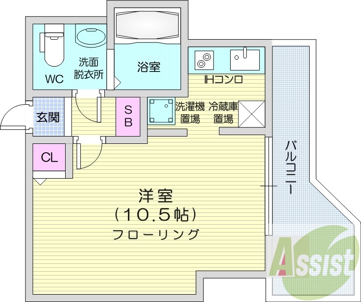 1R、オートロック、バストイレ別、TVモニターホン