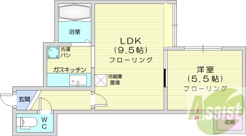1LDK、エアコン、灯油暖房、TVモニターホン