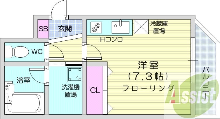 1R、収納、バストイレ別、洗面脱衣所、オール電化