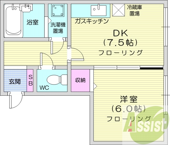 1LDK、ネット無料、灯油暖房、バストイレ別
