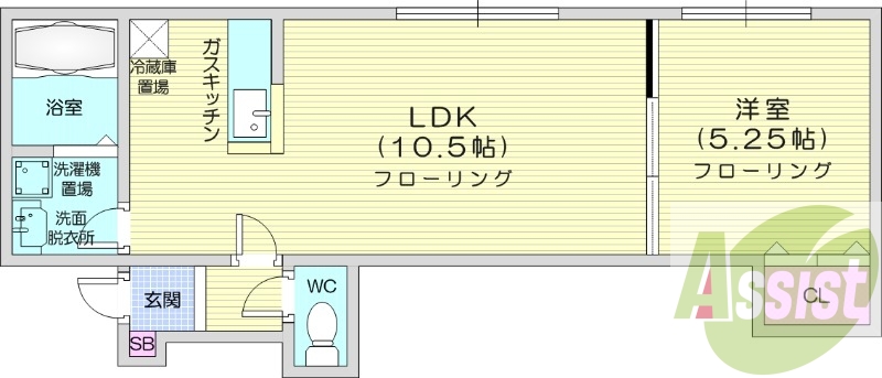 1LDK、独立洗面台、灯油暖房