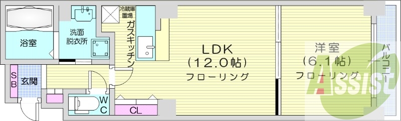 1LDK、エアコン、オートロック、エレベーター