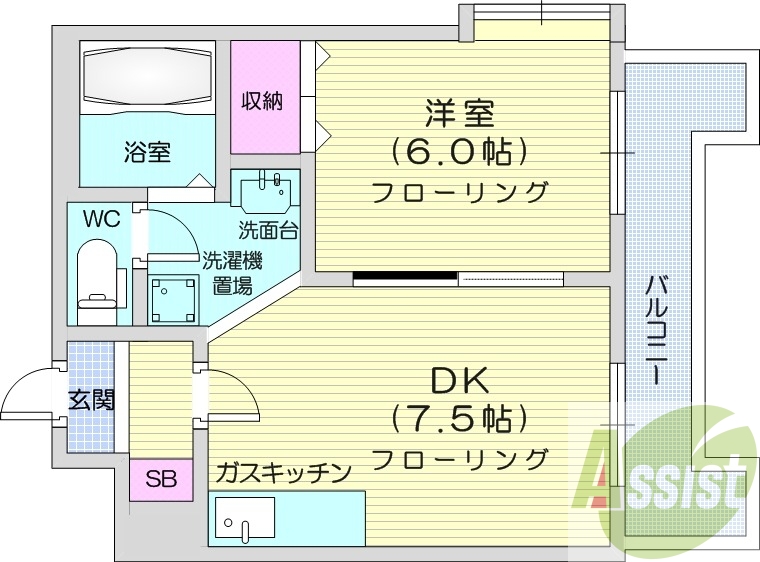 1DK、エレベーター、オートロック、トランクルーム