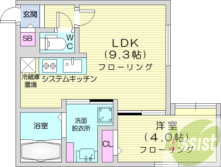 1LDK、システムキッチン、エアコン、灯油暖房