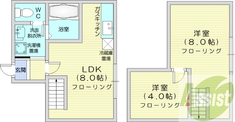 1K、クローゼット、灯油暖房、モニタ付インターホン