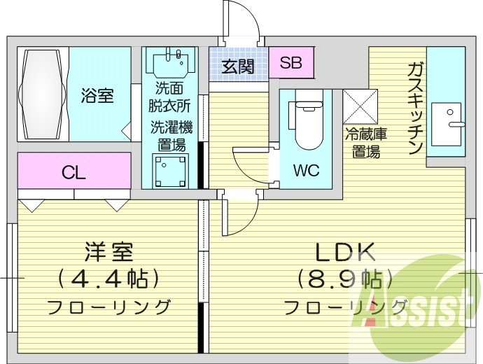 1LDK、ペット可、エアコン、灯油暖房、宅配ボックス