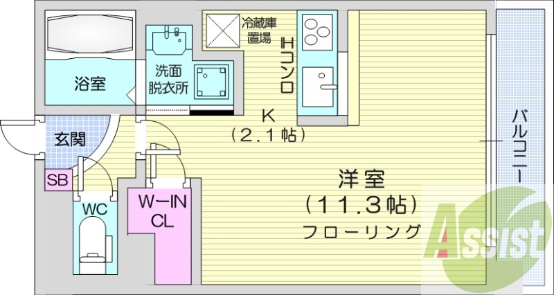 1K、システムキッチン、都市ガス、ネット無料