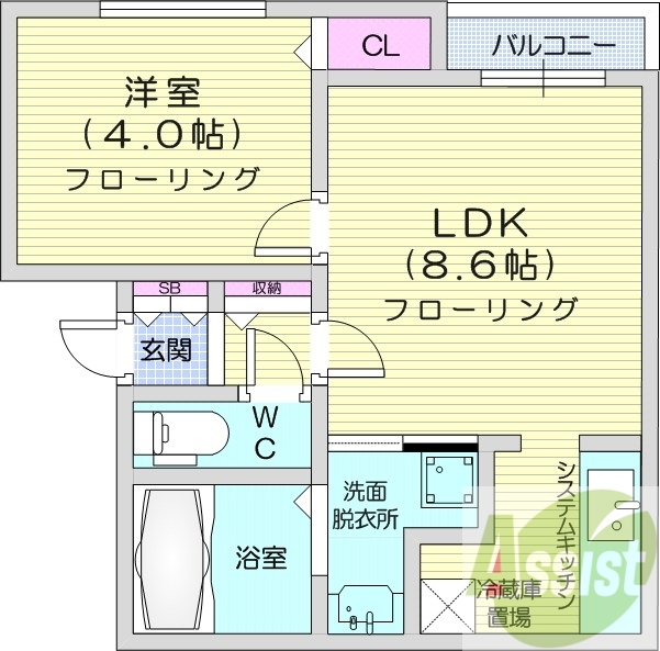 1LDK、エアコン、灯油暖房、ネット無料