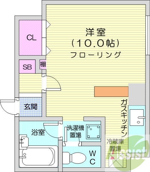 1R、モニターホン、バストイレ別、防犯カメラ
