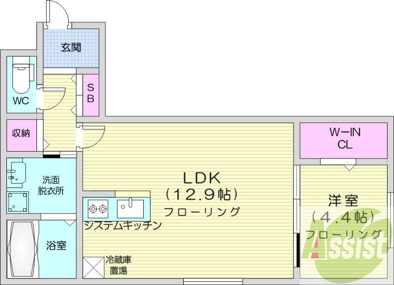 1LDK、ウォークインクローゼット、灯油暖房