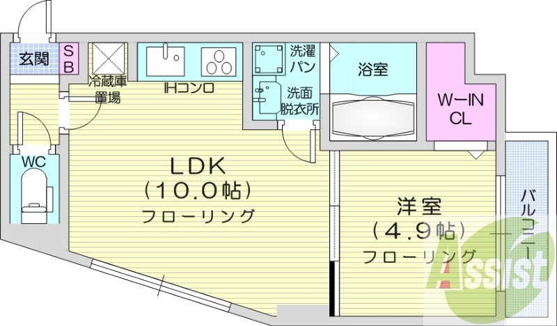 1LDK、オートロック、モニターホン、インターネット無料