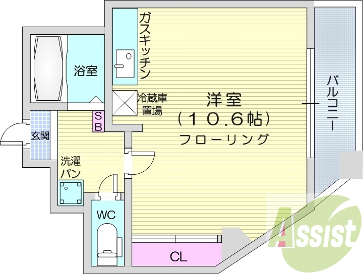 1R、モニターホン、灯油暖房、バストイレ別