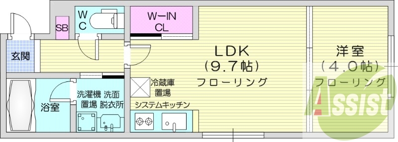 1LDK、オートロック、ウォークインクローゼット、