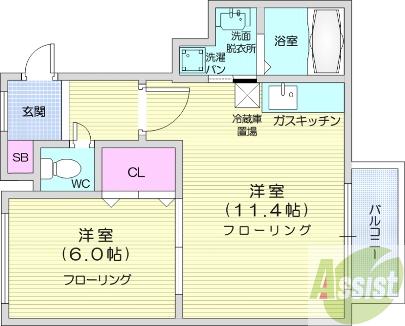 1LDK、クローゼット、シャンプードレッサー