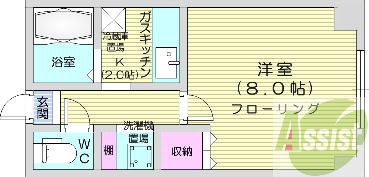 1K、エアコン、ネット無料、カメラ付きインターホン