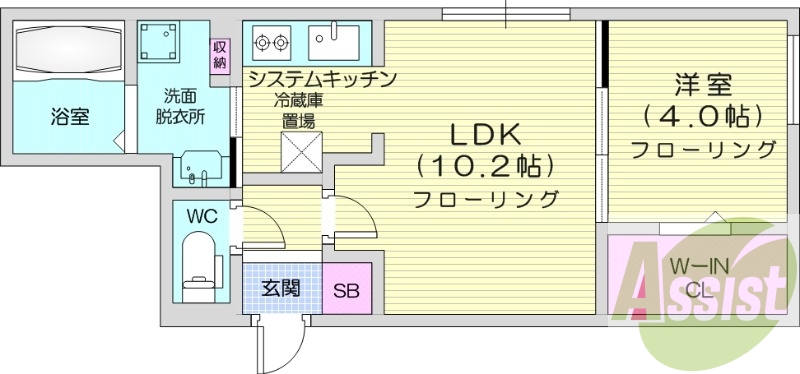 1LDK、都市ガス、エアコン、追い焚き、浴室乾燥機