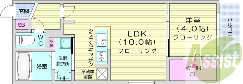 1LDK、都市ガス、エアコン、追い焚き、浴室乾燥機