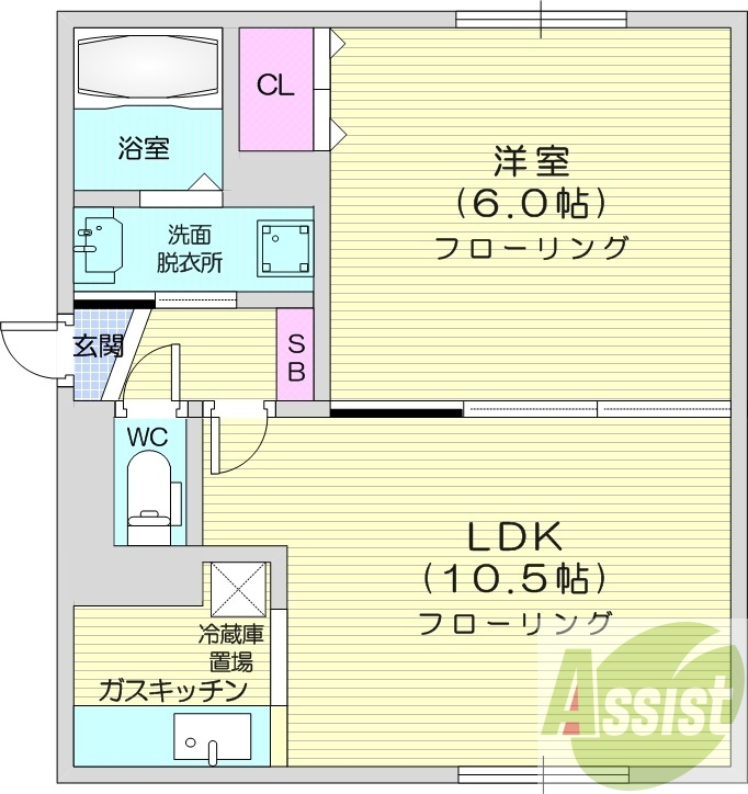 1LDK、エアコン、浴室乾燥機、ネット無料