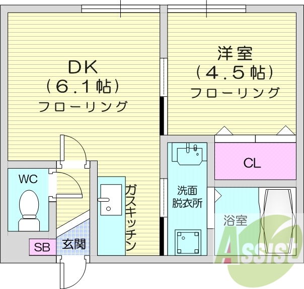 1LDK、ロードヒーティング、独立洗面台
