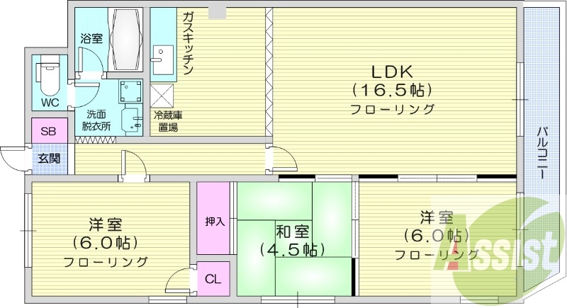 3LDK、エアコン、灯油暖房、モニターホン