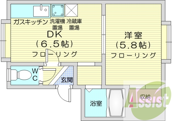 1DK、収納、インターネット無料、灯油暖房、ＴＶモニターホン