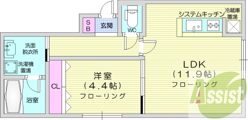 1LDK、角部屋、エアコン、追い炊き、ネット使用料無料