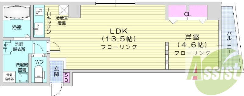 1LDK、エアコン、オール電化、バストイレ別