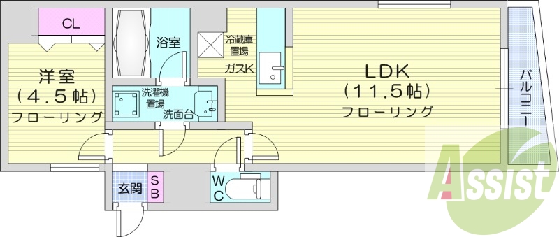 1LDK、収納、バストイレ別、洗面脱衣所、ネット無料