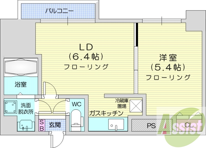 1LDK、宅配ボックス、TVインターホン