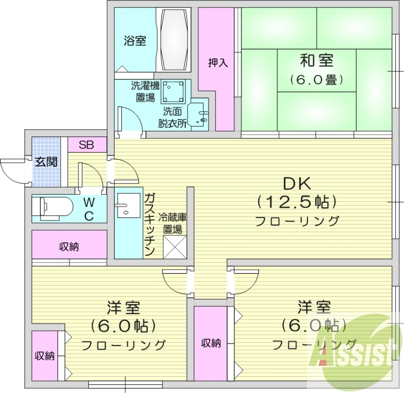 3DK、収納、シューズボックス、ネット使用料不要