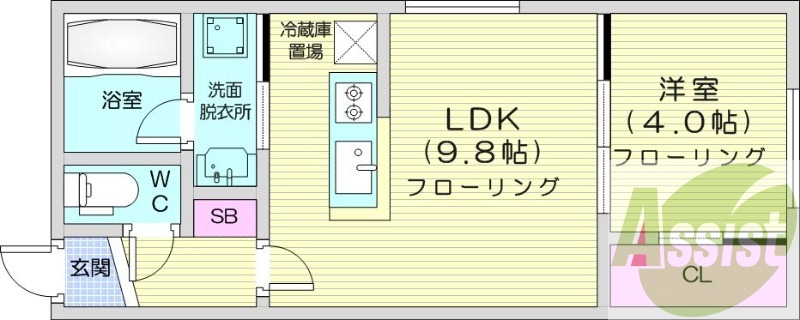 1LDK、オートロック、ウォークインクローゼット、
