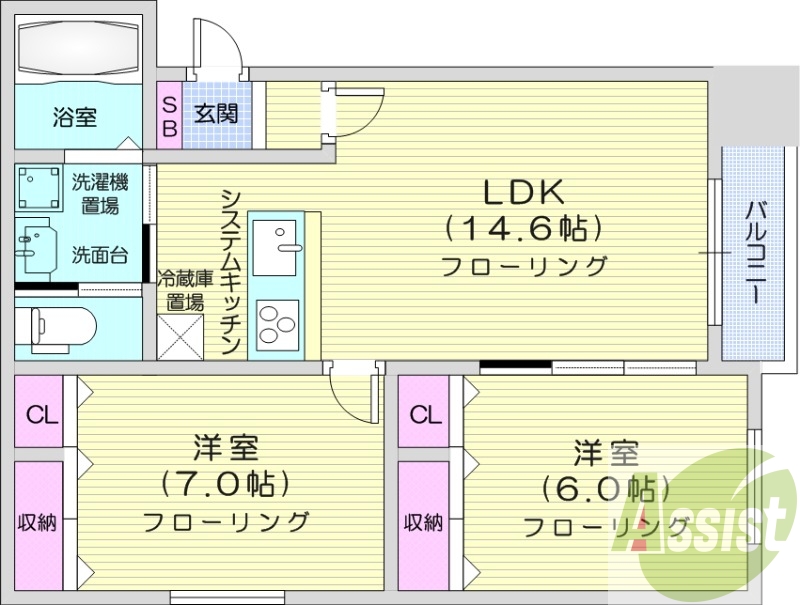 2LDK、灯油給湯、IHクッキングヒーター、宅配ボックス
