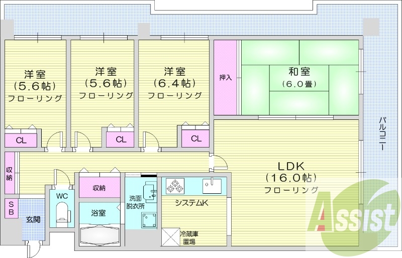 4LDK、ガスFF暖房、トランクルーム、オートロック