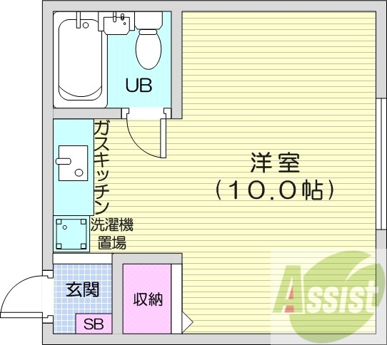 1R、シューズボックス、エアコン、ガス暖房