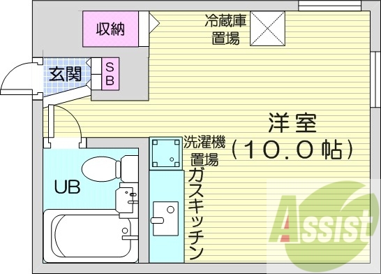1R、シューズボックス、エアコン、ガス暖房