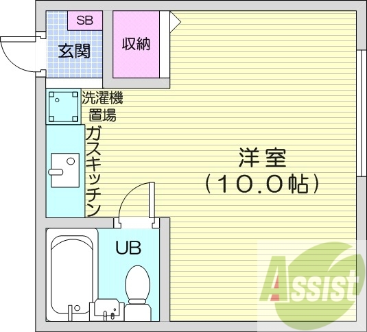 1R、シューズボックス、エアコン、ガス暖房